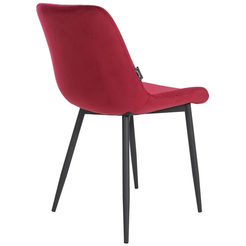 CLP Eetkamerstoel Victoria zwart Frame - Fluweel - rood