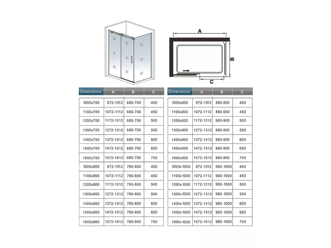 Cabine de douche coulissante 120x80x195cm, porte de douche 120cm + paroi latérale Hauteur 195cm, verre 8mm anticalcaire