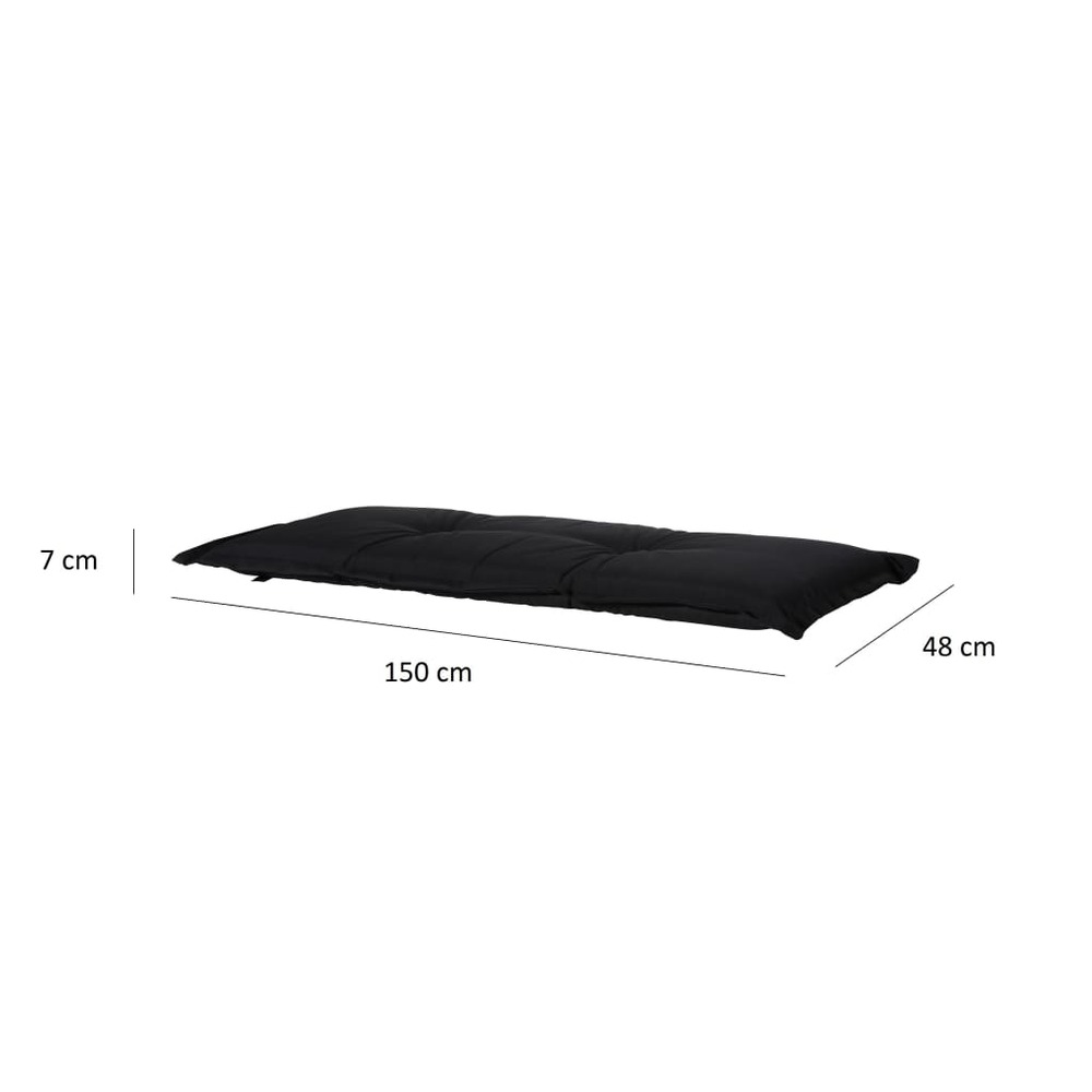 Coussin de banc panama 150x48 cm noir