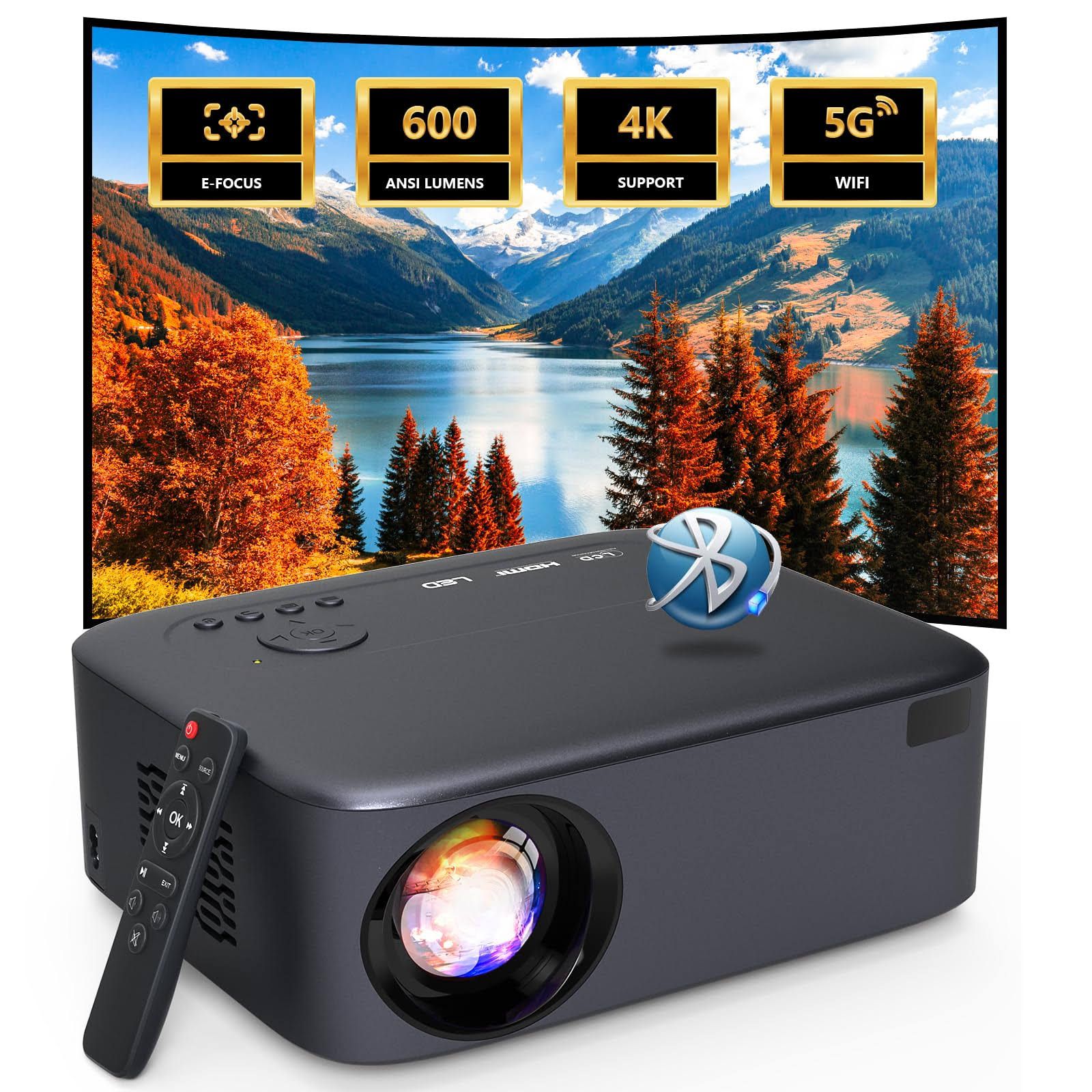 [Focus Électrique/Keystone]  Vidéoprojecteur 4K Supporté, 26000L WiFi Bluetooth avec Haut-parleurs 2×3 W intégrés et 50% Zoom, AKATUO 300