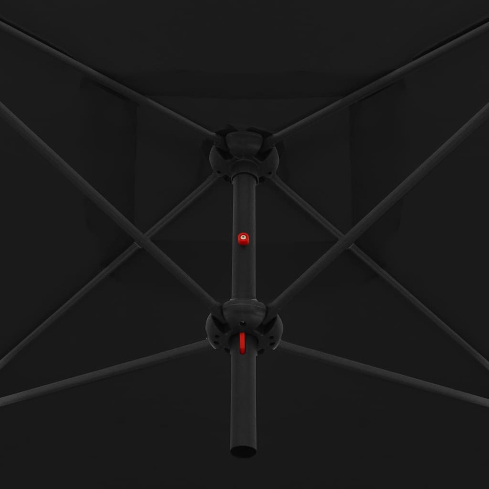 Parasol d'extérieur double avec mât en acier 250 x 250 cm noir