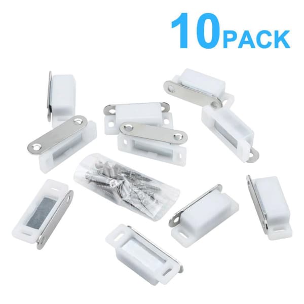 10x Magnetiske Låser i hvit Magnetisk dørlukker med en holdekraft på 3-4 kg Sett med 10 magnetiske dørlåser for møbler, skapdører osv