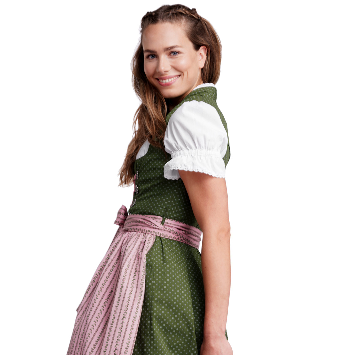 Gina Benotti Damen Dirndl mit floralem Muster dunkelgrün / rosa