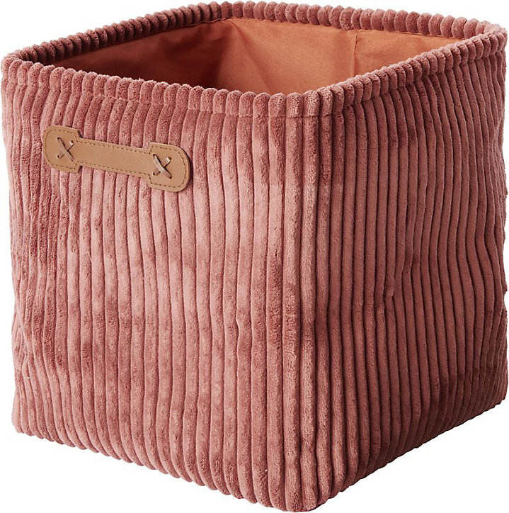 Panier de rangement carré effet velours rouge