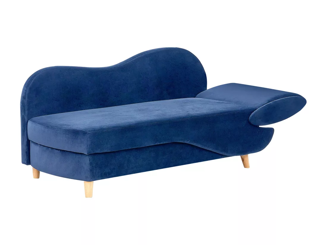 Chaise longue côté droit en velours bleu MERI II