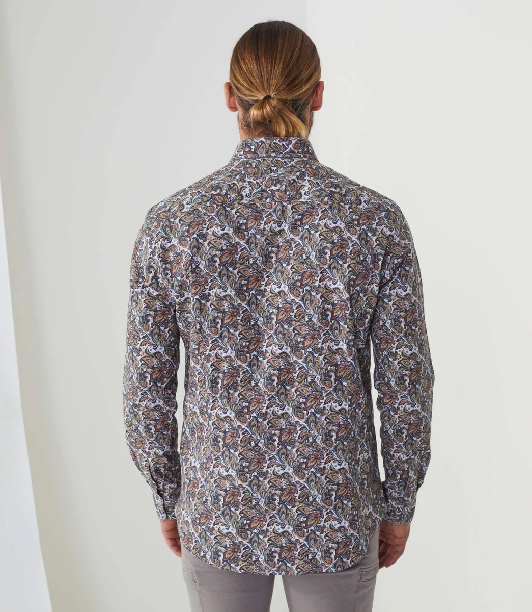 Chemise casual imprimé blanc-rouille 