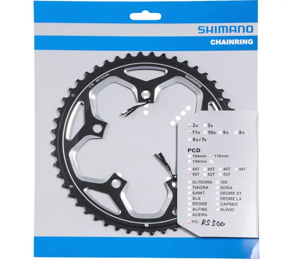 Shimano FC-RS500 Dubbel Kettingblad Zwart 46-36T 11 Speed