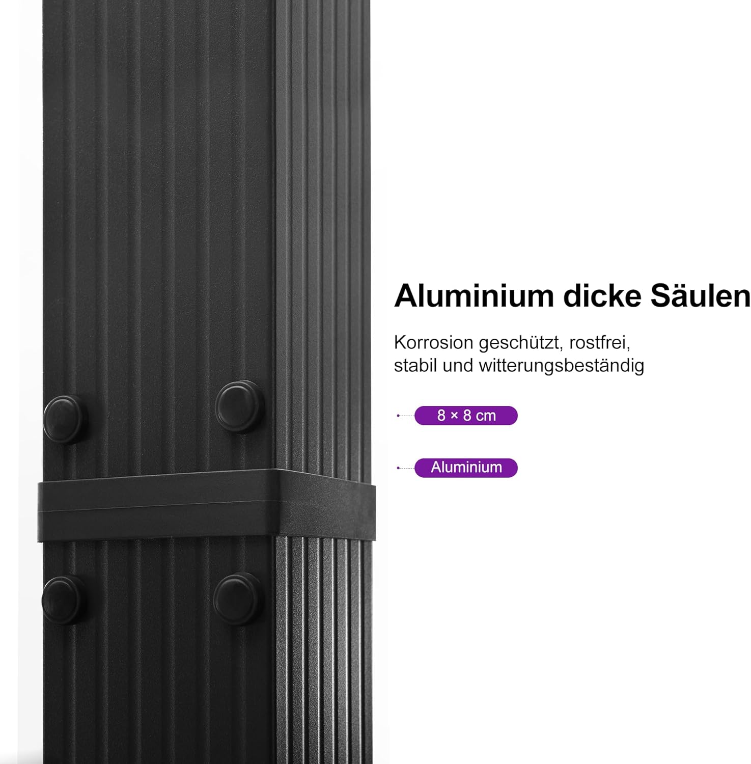 PURPLE LEAF Aluminium Pergola 3 x 3.65 m Wasserdicht Stabil Winterfest, Garten Pavillon mit Sonnenschutz Überdachung, UV-Schutz, Grau