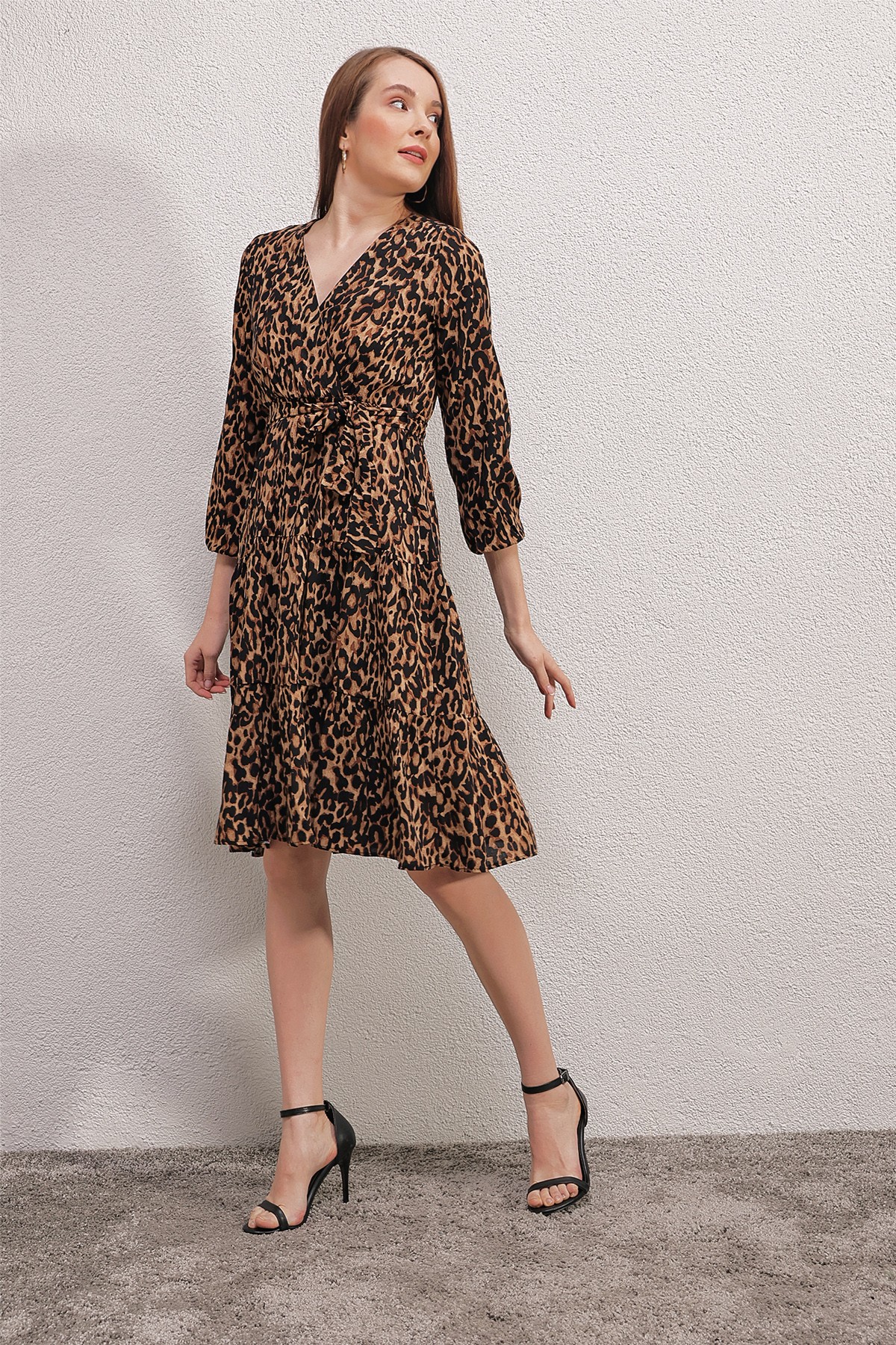 MT Clothes P-ROB_IMP_COLCROI_MARR - Robe imprimée Col Croisé