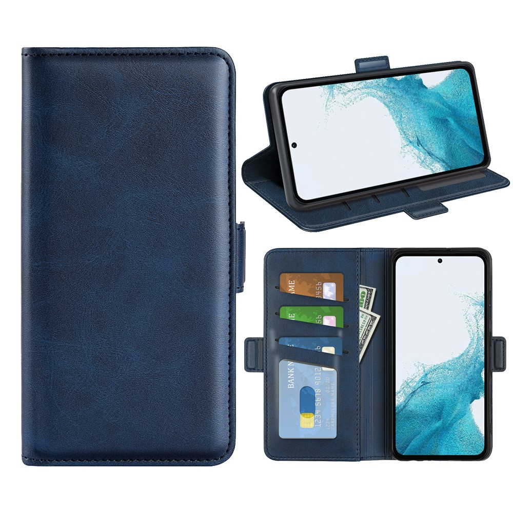Samsung Galaxy A54 5G Vintage Leder Tasche Flip Cover Fashion Design - Blau