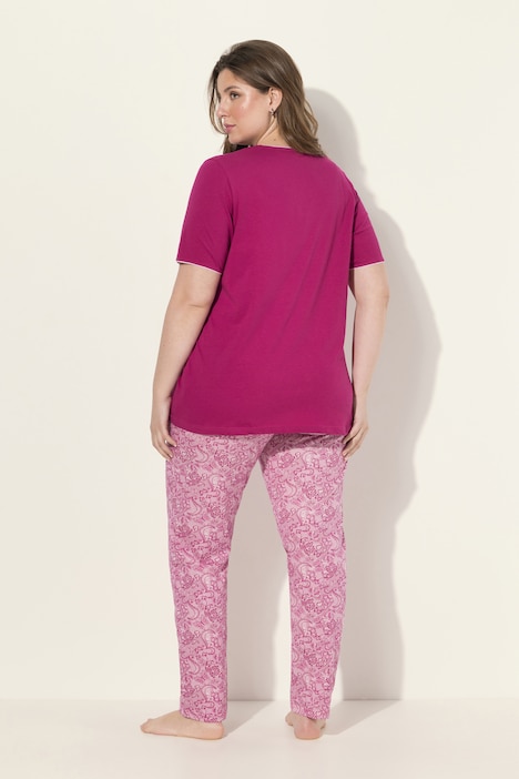 Pyjama, Zierkante, Spitzendruck, Halbarm