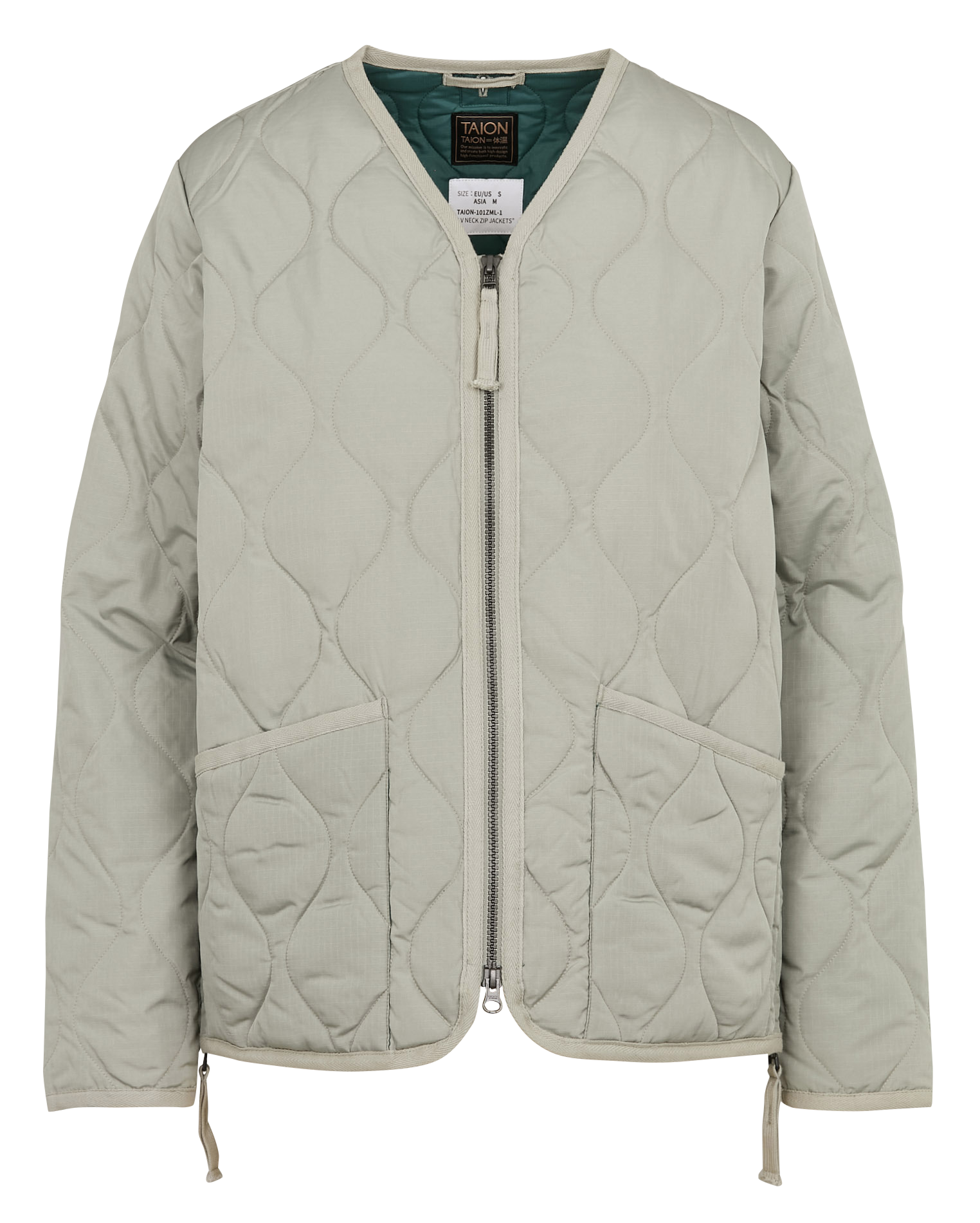 Veste col V matelassée | Kaki