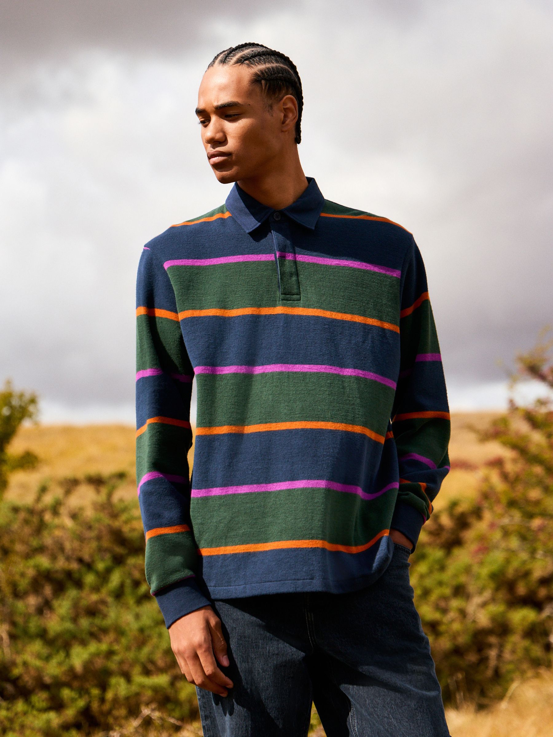 Donkerblauw/groen gestreept - Rugbyshirt