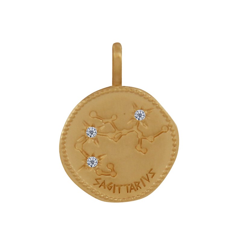 Pendentif Plaqué Or Constellation Sagittaire et Strass