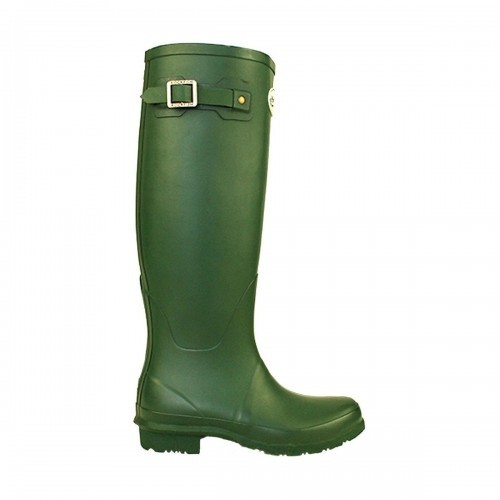Botas de chuva femininas de cano alto na cor verde.