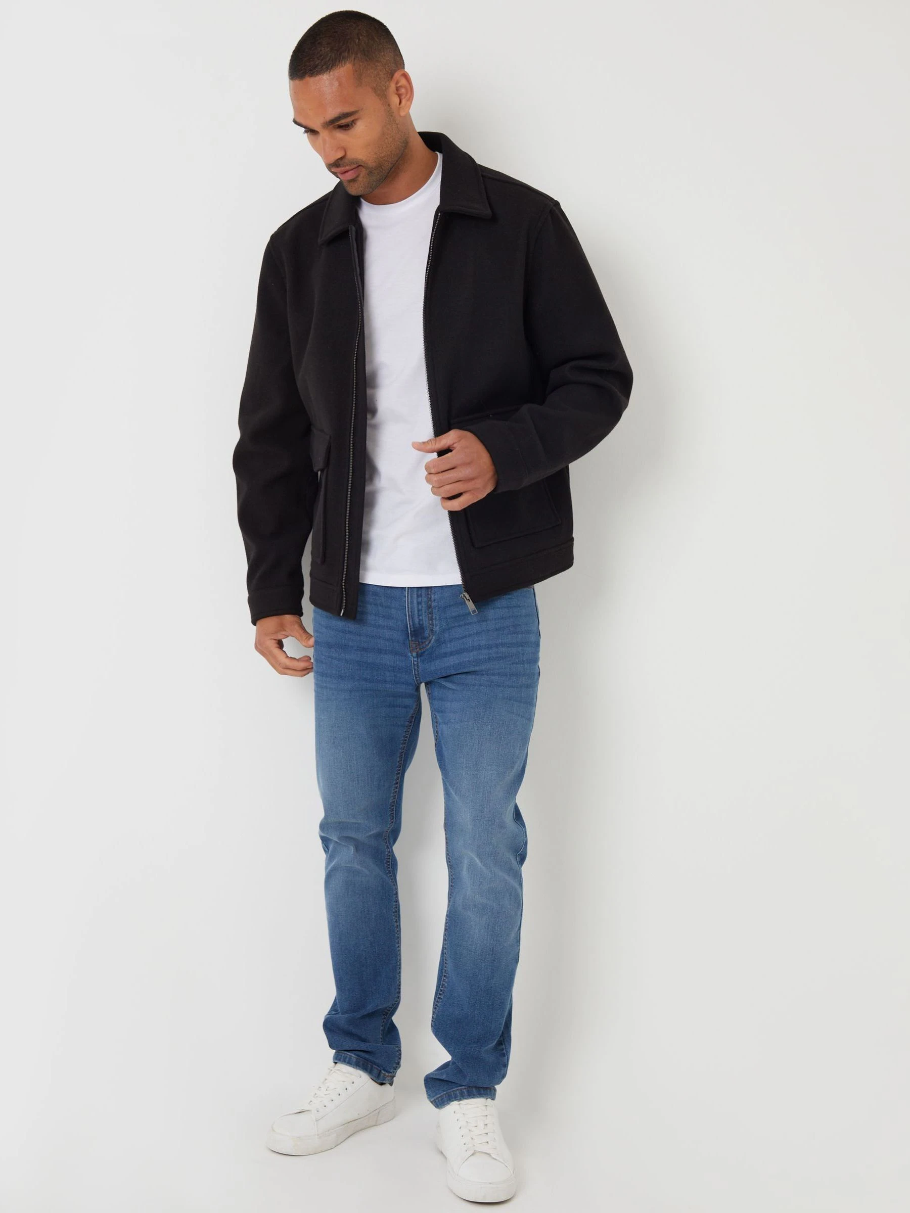 Zwart - Threadbare Brushed Collared Lightweight Utility Jacket