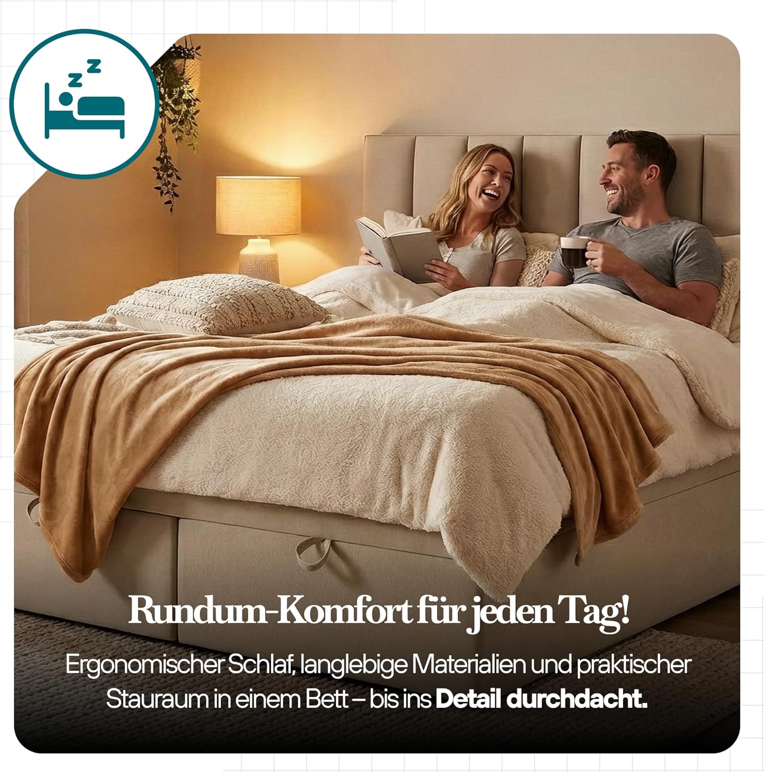 TRADA Boxspringbett Bond - Bett mit Matratze und Bettkasten - Boxspringbett mit gestepptes Kopfteil - Double Bed fur Schlafzimmer - Schwarz - 160 x 200 cm