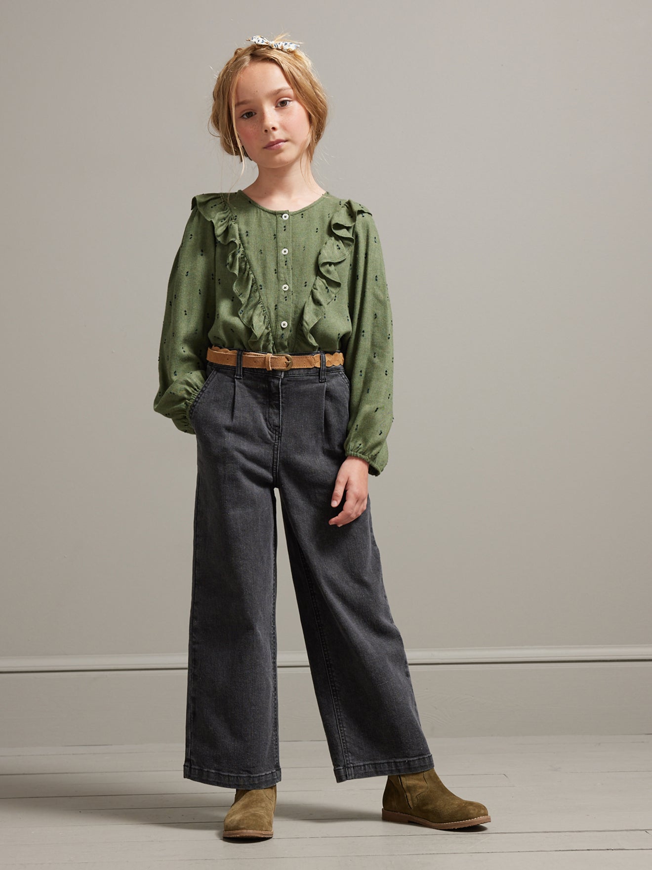 Pantalon Fille large en denim
