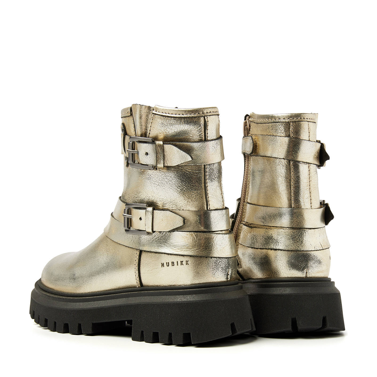 Nubikk leren enkelboots goud