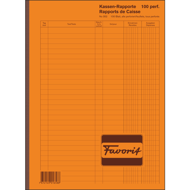 Favorit Durchschreibeblock Kassen-Rapporte mit 2 Kolonnen, 100/100, A4