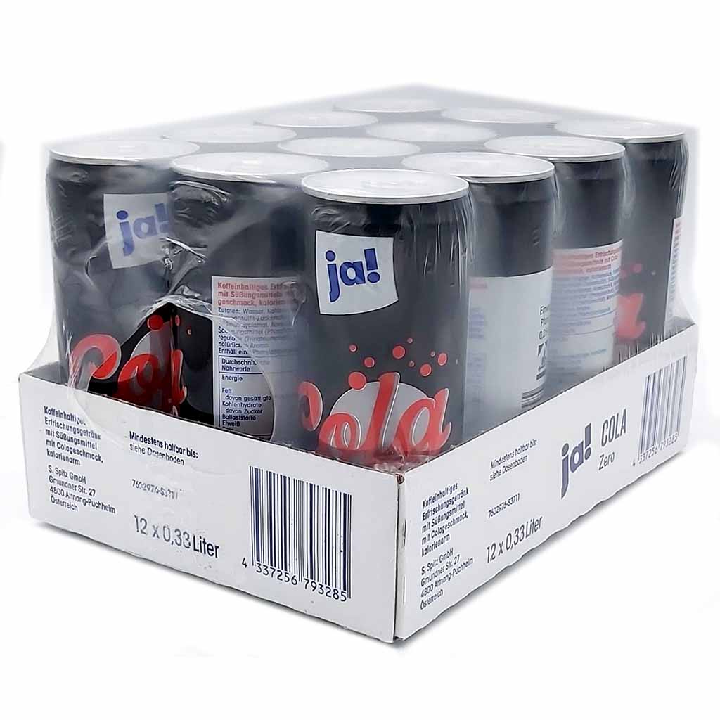 12x Ja! Cola Zero Dosen 0,33L= 3,96L MHD:24.8.25