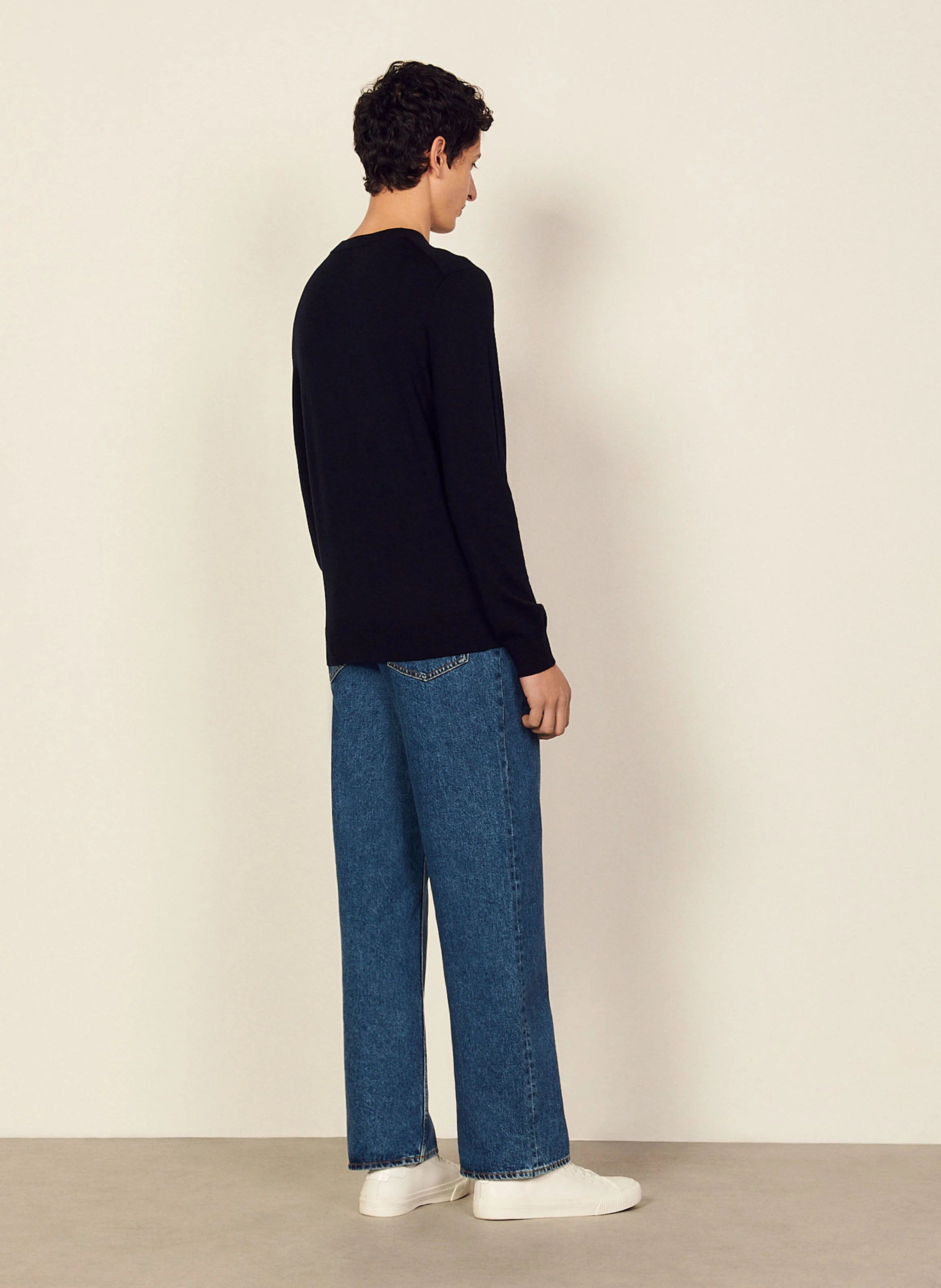 Pull col rond regular-fit en laine | Bleu