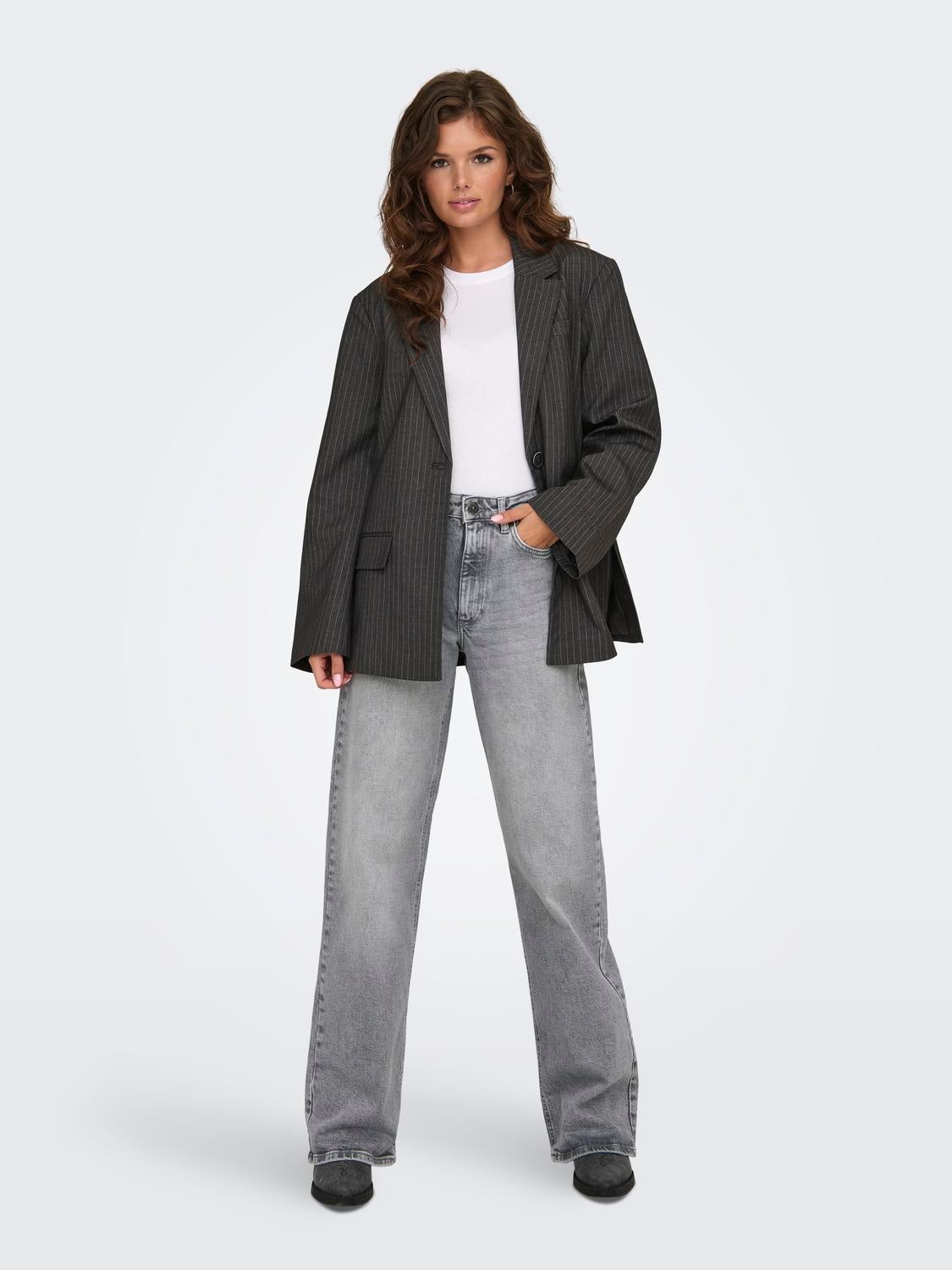 ONLJUICY Hohe Taille Weiter Beinschnitt Jeans Medium Grey Denim