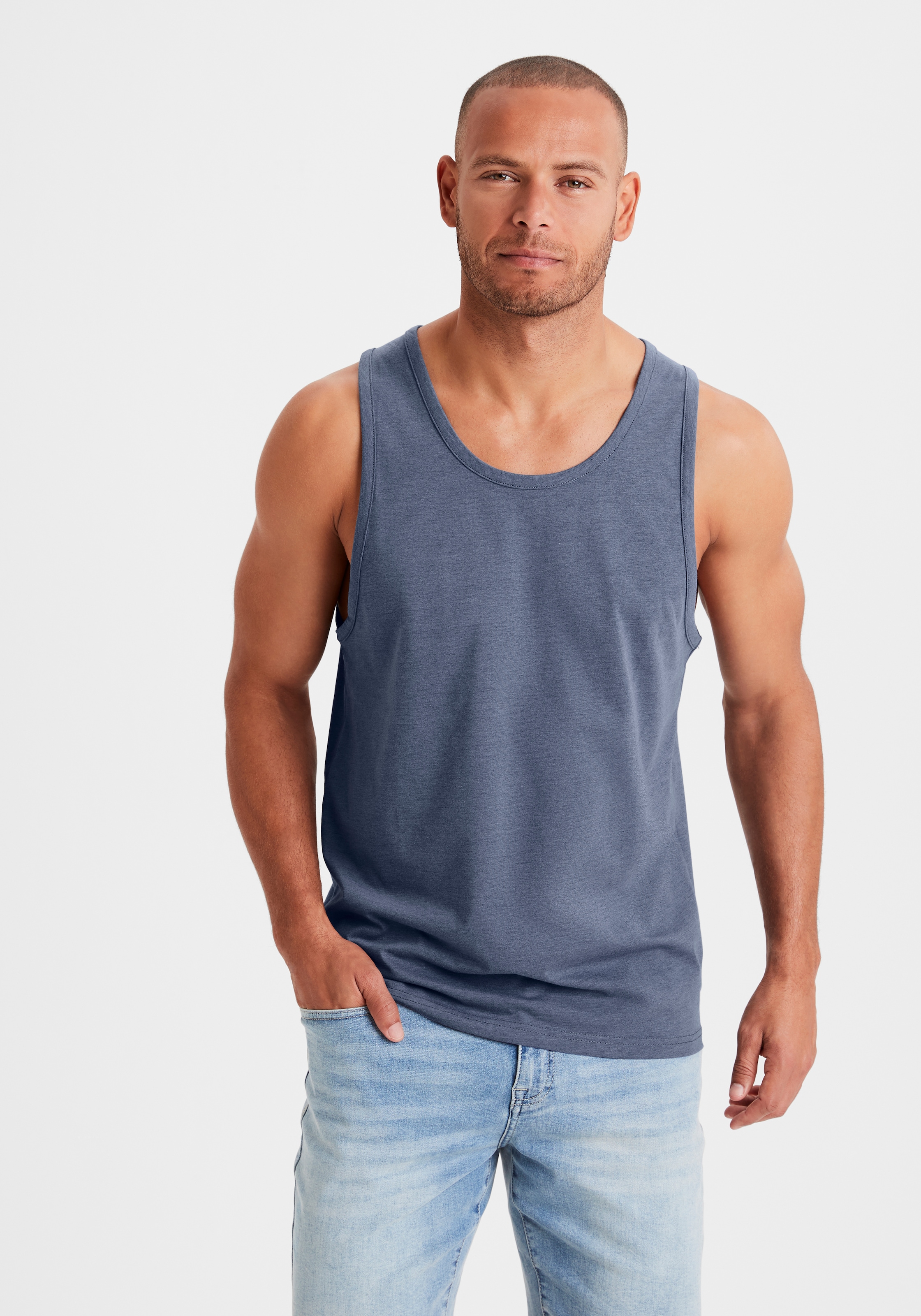 John Devin Tanktop, 2 Stk. in schöner Melange-Optik