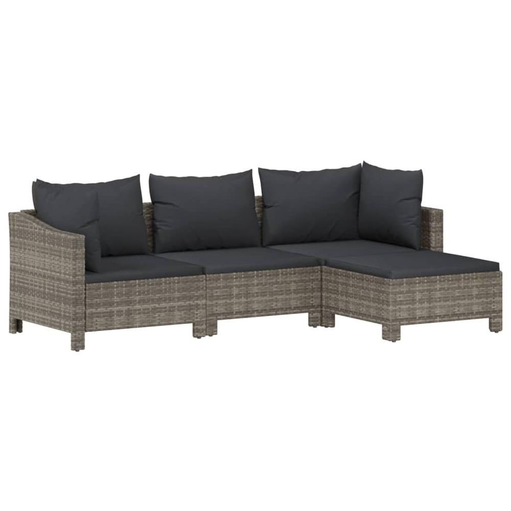 Salon de jardin meuble d'extérieur ensemble de mobilier 8 pièces avec coussins gris résine tressée