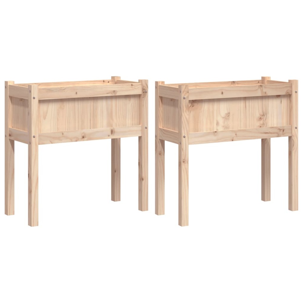 Jardinières 2 pcs avec pieds bois de pin massif