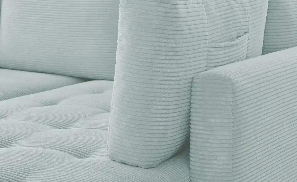 Ecksofa Arissa de Luxe Pastellblau rechts Cordstoff