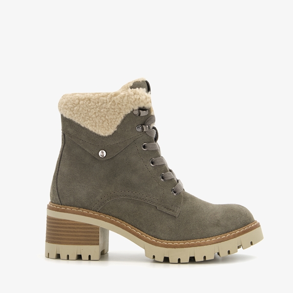 Hush Puppies suède dames veterboots beige/grijs