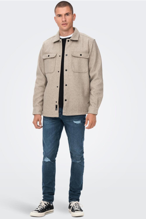 Only & Sons beige heren overhemd