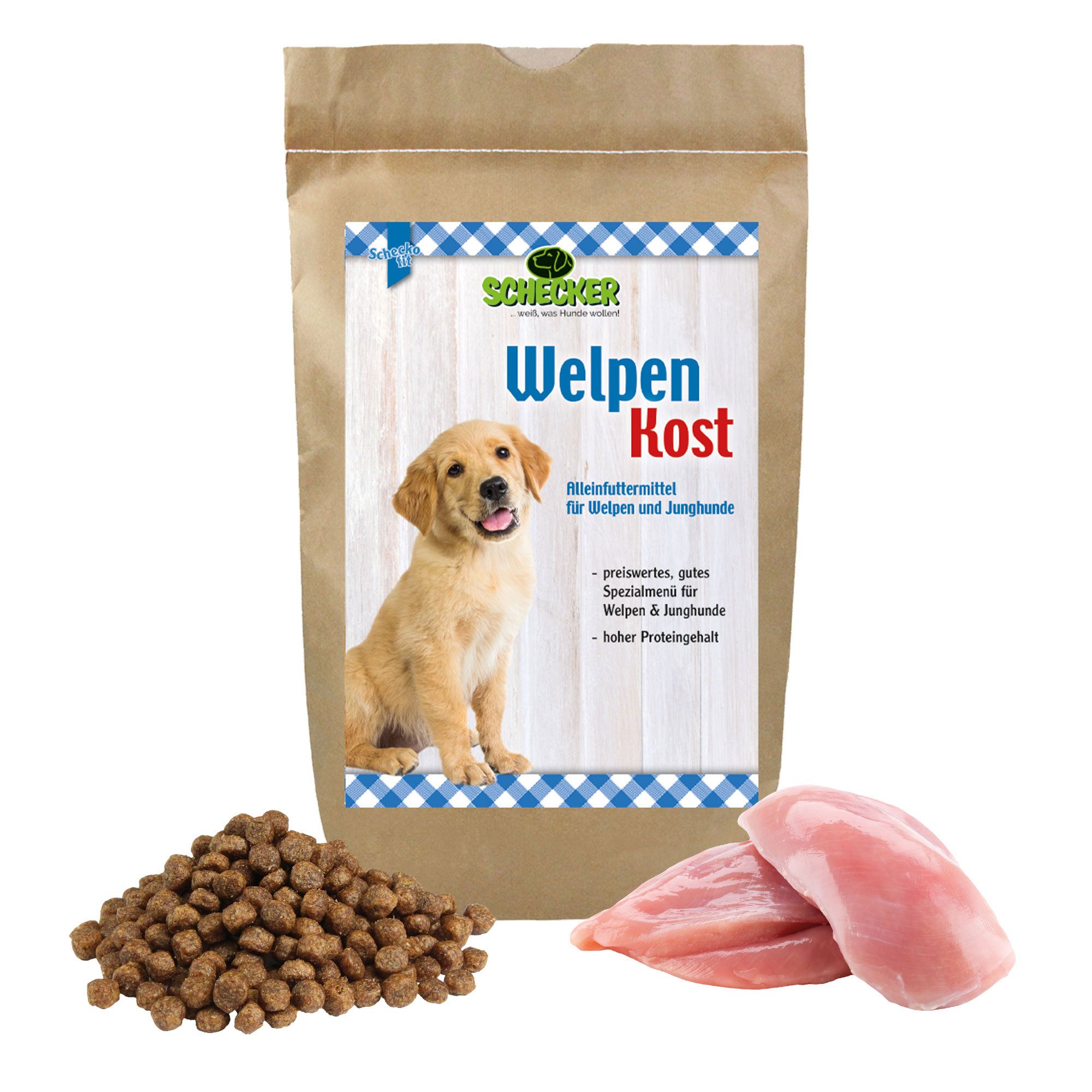 Schecko fit Welpenkost die preiswerte Alternative mit Huhn und Getreide