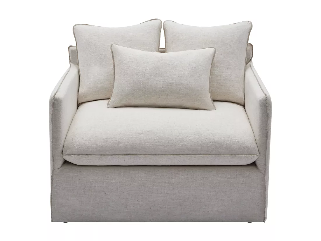 Fauteuil en lin et tissu chiné blanc MASLINO de Maison Céphy