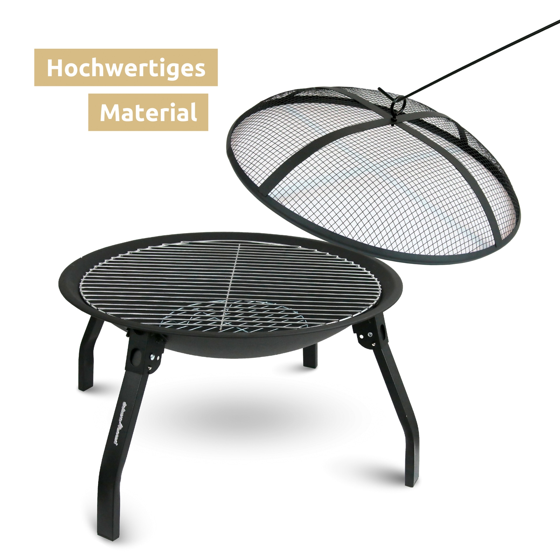 deluxe4home Feuerschale mit Funkenschutz XL 6-tlg. 55 cm schwarz