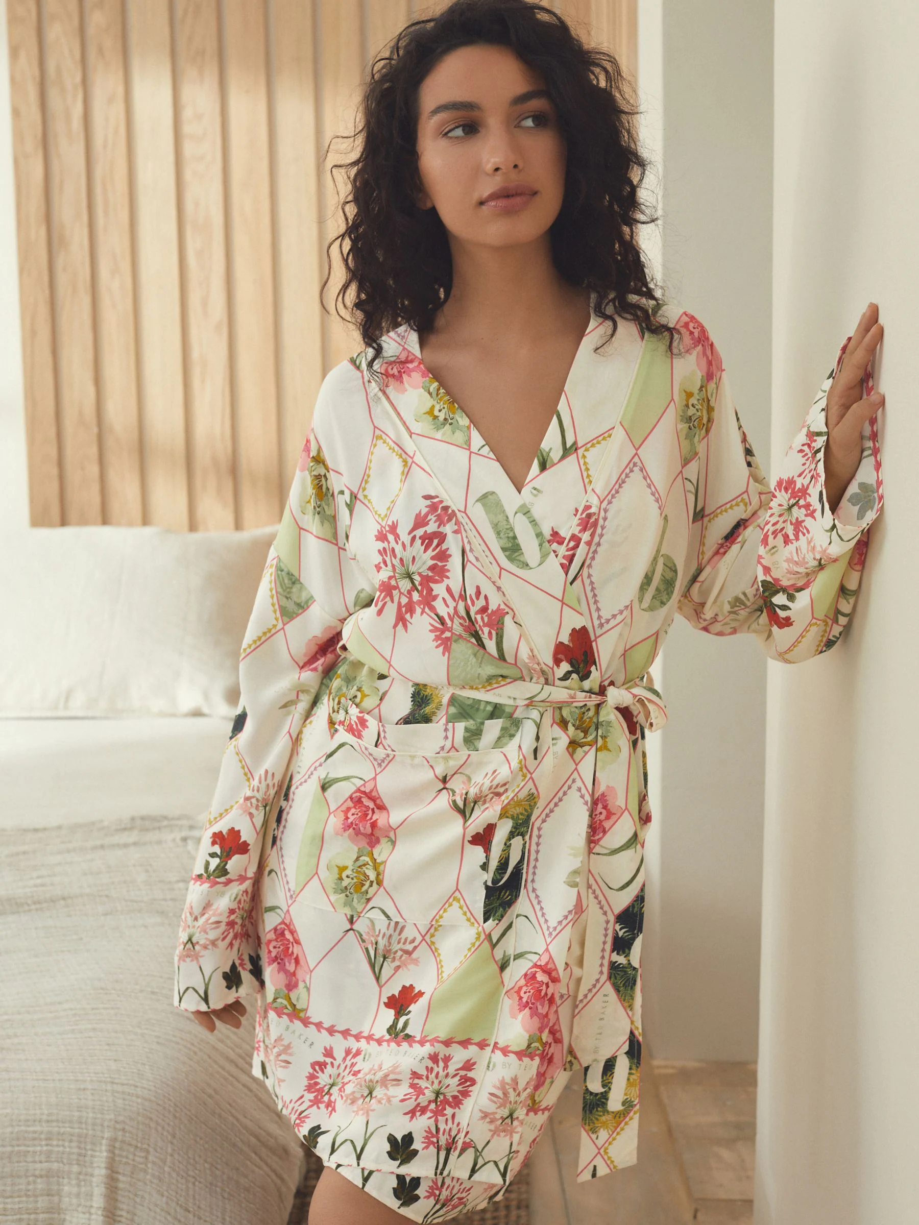 B by Ted Baker Ecru Floral Print Woven Robe