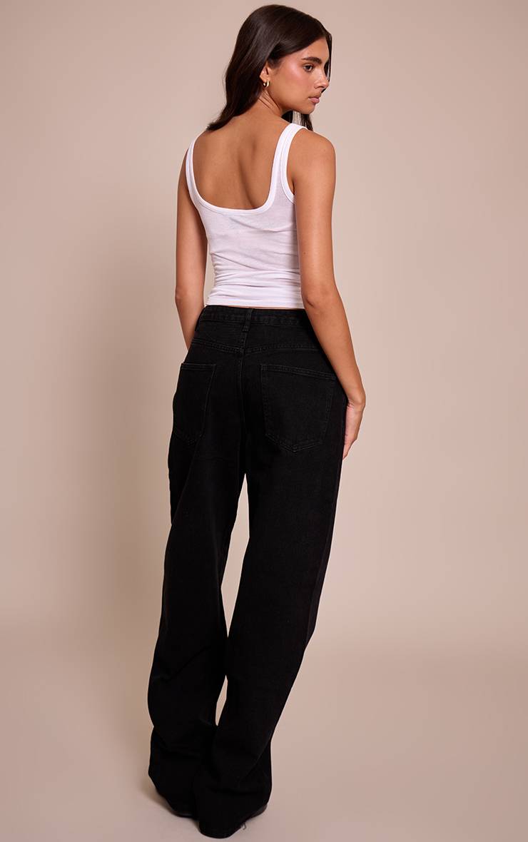 Deep Black Prettylittlething Jean Boyfriend Taille Haute