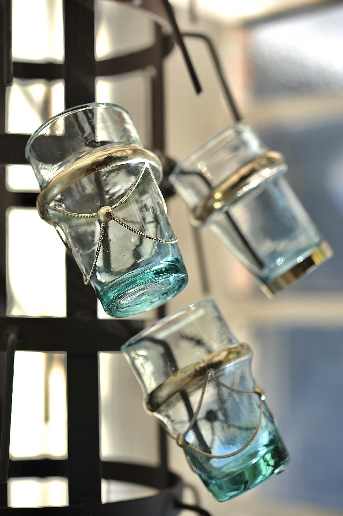 Teeglas mit Metallverzierung, silber, Ø 5 cm, H 8,5 cm zu 5,80