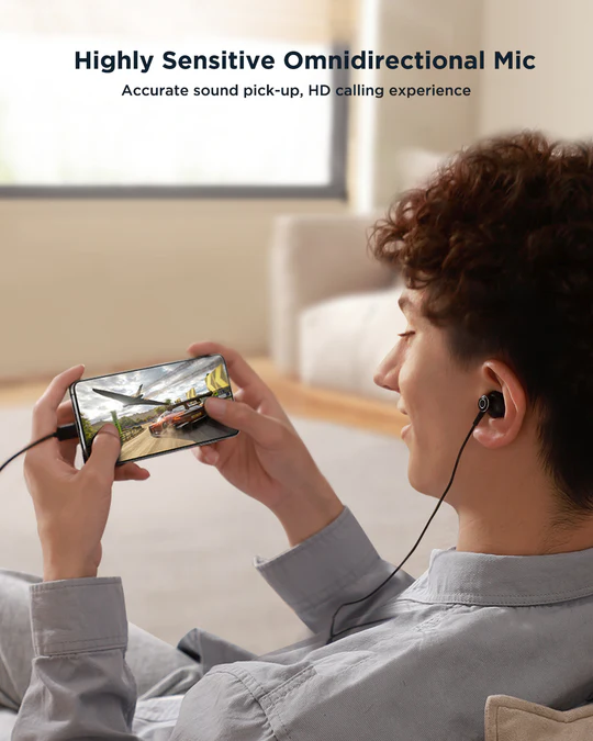 Half In-Ear Kopfhörer USB-C Anschluss mit Mikrofon und Lautstärkeregler (JR-EC07) - Schwarz