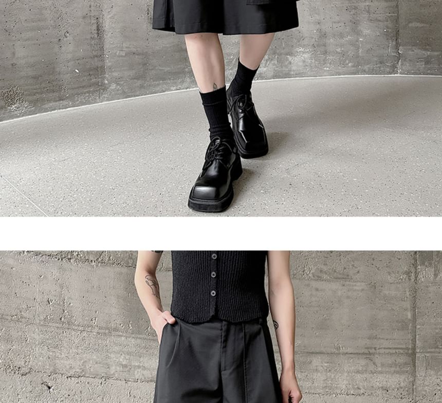 Freehop - Hoge taille effen asymmetrische shorts