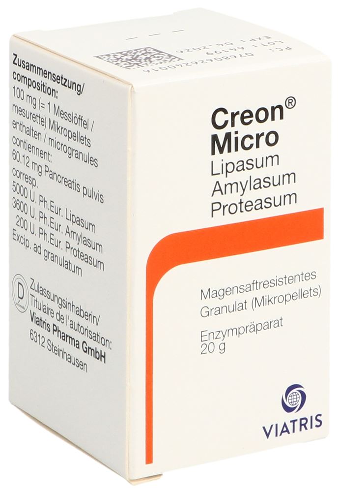CREON micro Mikropellets<br>20 g, Glasflasche, Magensaftresistentes Granulat