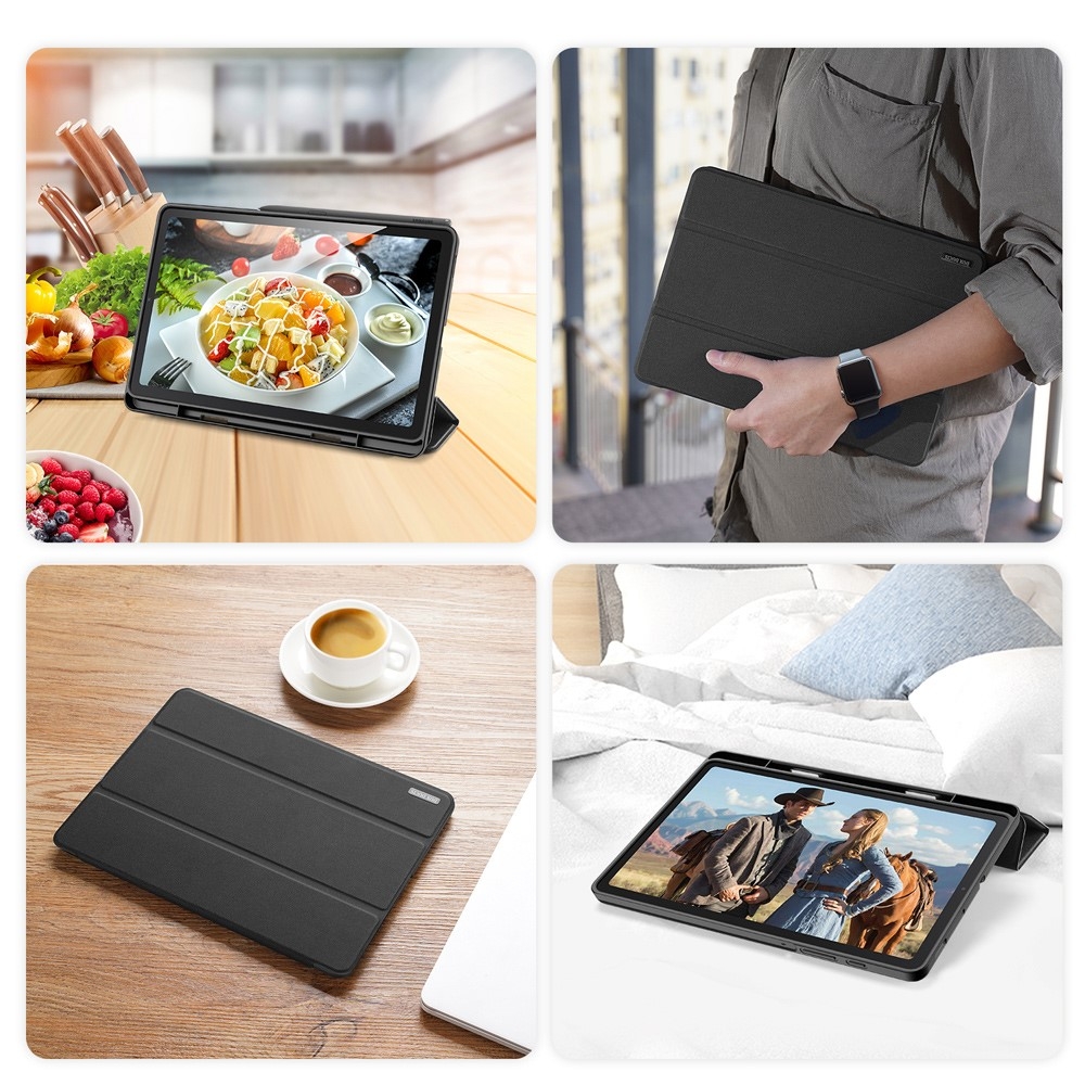 Samsung Galaxy Tab S6 Lite (2024/2022/2020) Tasche Smart Cover Hülle Stoff Design S-Pen Halterung - Schwarz