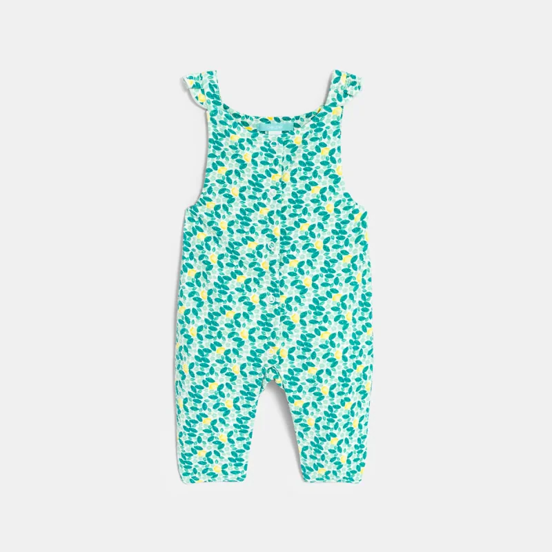 Salopette longue citrons et body bleu bébé fille Bleu