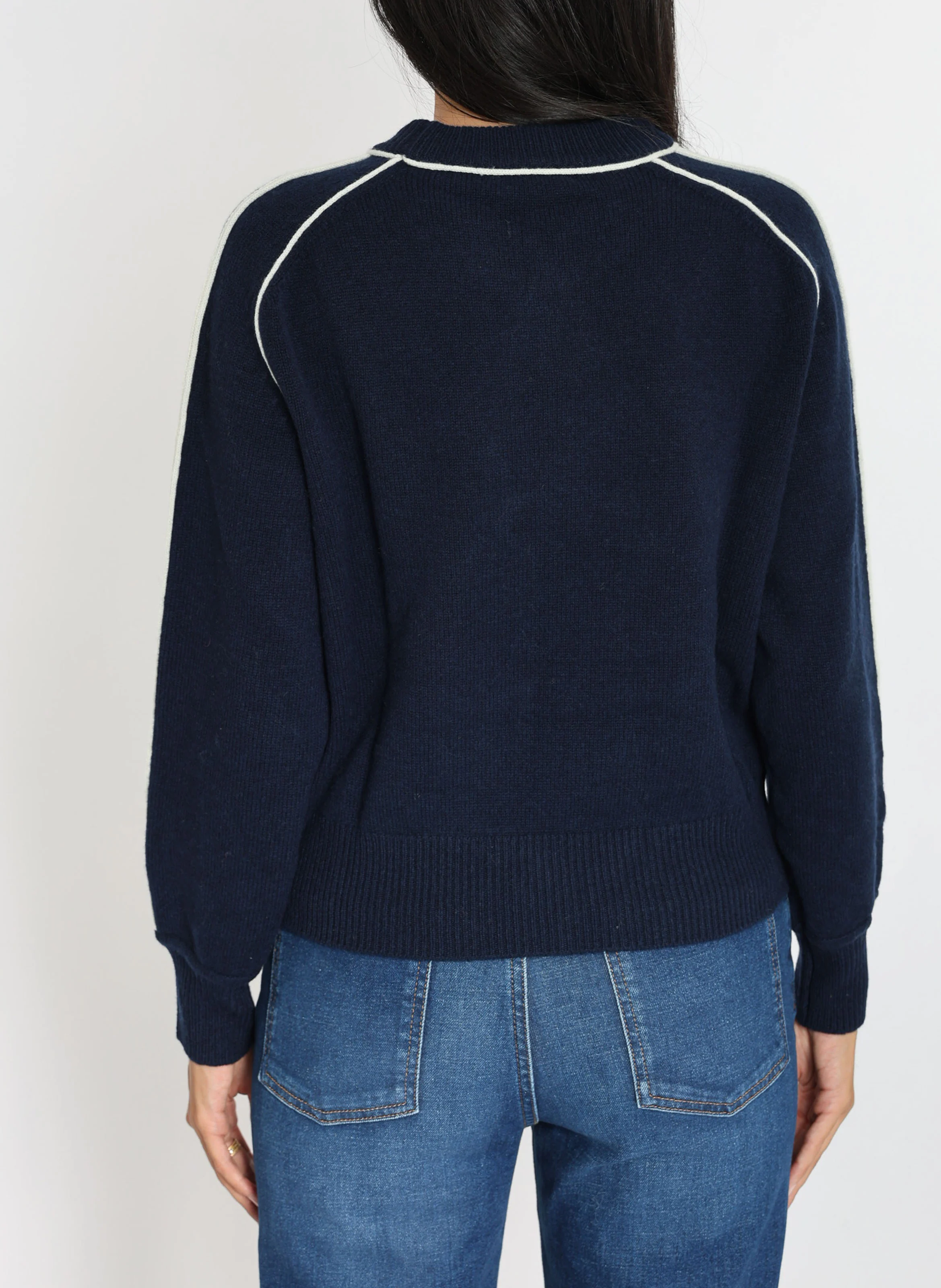 GABBY - Pull droit col rond en laine mélangée | Bleu
