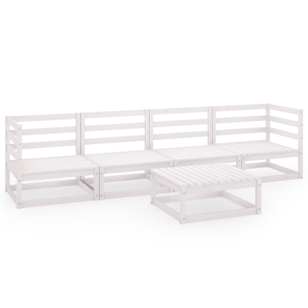 Salon de jardin meuble d'extérieur ensemble de mobilier 5 pièces blanc bois de pin massif
