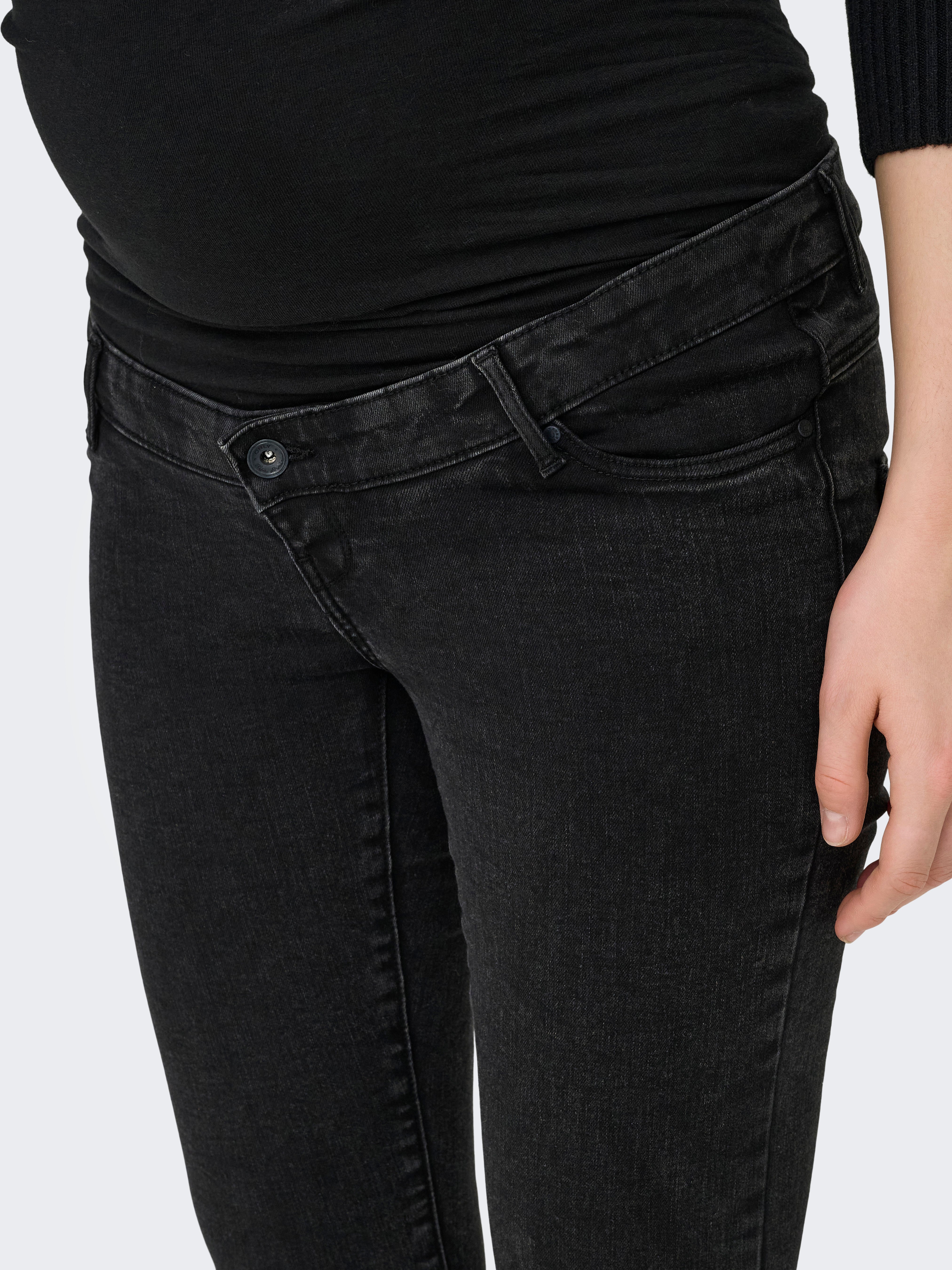 OLMROSE Hohe Taille Skinny Fit Jeans Washed Black
