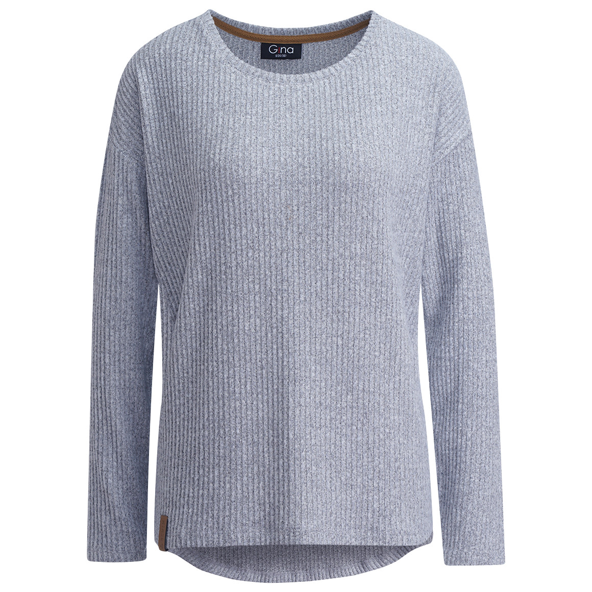 Gina Damen Langarmshirt mit Rippstruktur blaugrau