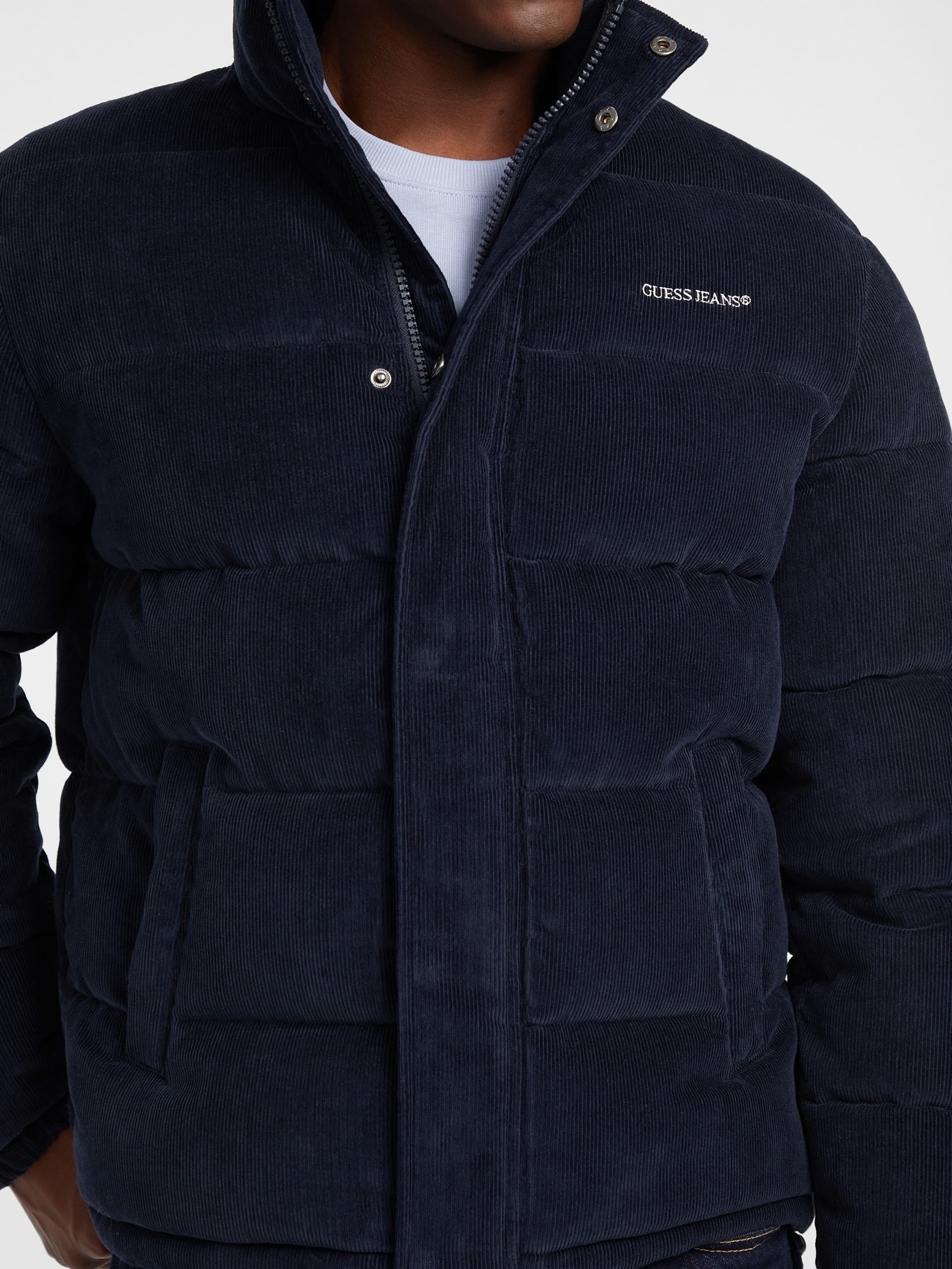 Jaqueta puffer de veludo cotelê trançado