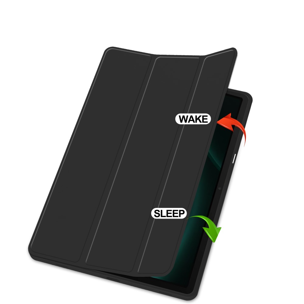 Samsung Galaxy Tab S9 FE  Plus Leder Tasche Smart Cover Hülle S-Pen Halterung - Schwarz